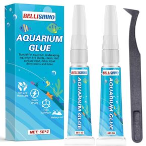 Aquarium Glue, Clear Reef Adhesive for Plants and Rocks, Moss, Coral, Stone, Wood, Plant, Suitable for Freshwater and Saltwater Aquascape, 5g*2pcs