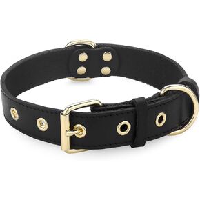 Dog Collar,Genuine Leather Dog Collar for Small,Large,Medium Dogs, Heavy Duty Dog Collars Tactical Dog Collars for Hiking,Training and Outdoor Activities (L:18.6"-25.8" Neck,Black)
