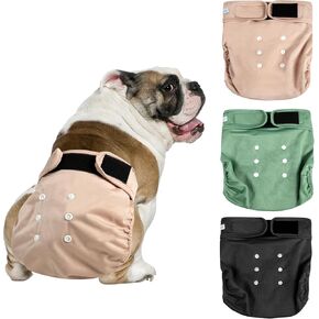 Langsprit Female Dog Diapers No Tail Hole,Reusable Puppy French Bulldog Diapers Female for Period Heat,Washable Doggy Doggie Diapers for Female Dogs Small Medium Large Size（Medium.Pink,Green,Black）