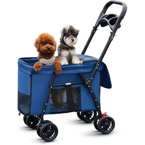 Pet Stroller Cat Dog Stroller Travel Folding Pet Carriers（Black）