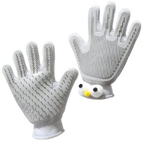 2 in 1 Pet Grooming Gloves - Cat and Dog Glove Brush, High Efficiency Pet Hair Removal Massage Glove, Clean Hair on Both Sides (Grey /1 Piece)