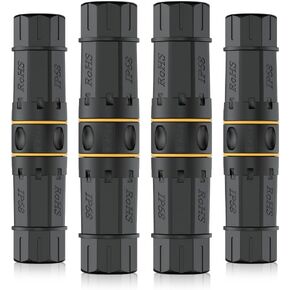 Iwillink 10Gbps Waterproof RJ45 Coupler, Cat7 Waterproof Ethernet Coupler, Shielded IP68 Ethernet Outdoor LAN Cable Connector for Cat5e/Cat6/Cat7 Ethernet Cable PoE, 4-Pack