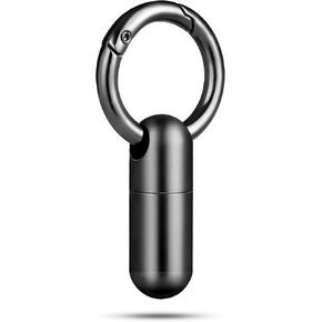 TISUR Keychain Pill Case,Titanium Small Pill Organizer Waterproof Keychain Pill Holder, EDC Pill Container Metal Tube Outdoor Camping Travel for Men Women (Tiny Pill Case Black)