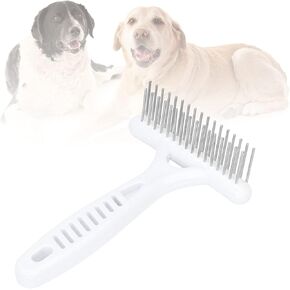 Cyrank Pet Double Row Rake, Dog rake deshedding dematting Brush Comb Double Row Undercoat Rake for Short or Long Hair Pet