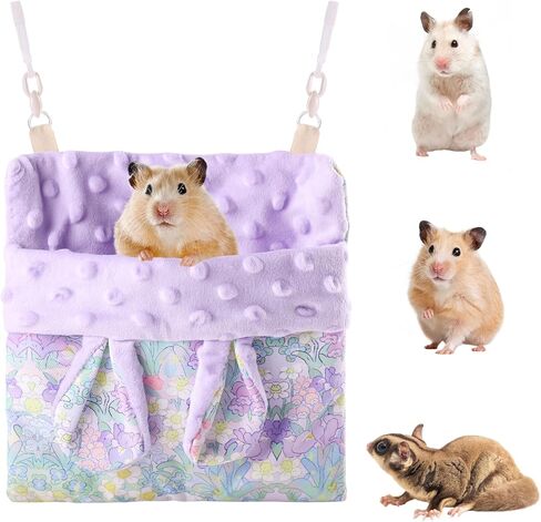 Sugar Gliders Sleeping Pouch Hamsters Velvet Hanging Hammocks Bed Carrier with Strap Squirrels Marmosets Guinea Pig Warm Swing Carry Pouch Cage Accessories for Small Animal (Purple) in Kuwait