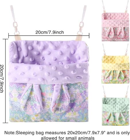 Sugar Gliders Sleeping Pouch Hamsters Velvet Hanging Hammocks Bed Carrier with Strap Squirrels Marmosets Guinea Pig Warm Swing Carry Pouch Cage Accessories for Small Animal (Purple) in Kuwait