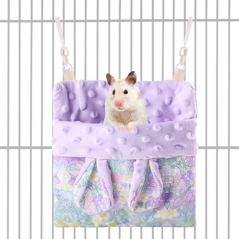 Sugar Gliders Sleeping Pouch Hamsters Velvet Hanging Hammocks Bed Carrier with Strap Squirrels Marmosets Guinea Pig Warm Swing Carry Pouch Cage Accessories for Small Animal (Purple) in Kuwait