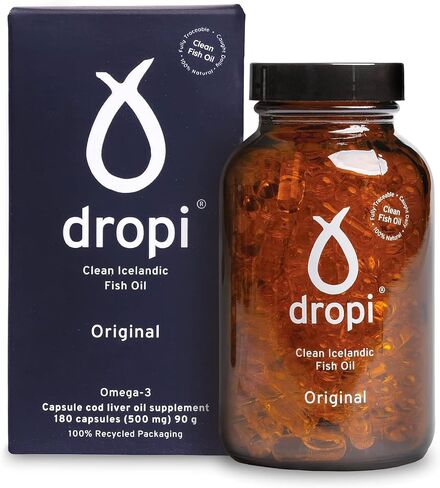 Dropi Omega 3 Fish Oil 500mg (180 Capsules) - Maximum Strength Omega-3s EPA, DHA, Vitamin A & D - Natural & Extra Virgin Cod Liver Oil Supplement for Immune System, Brain Health & Joint Support in Saudi Arabia