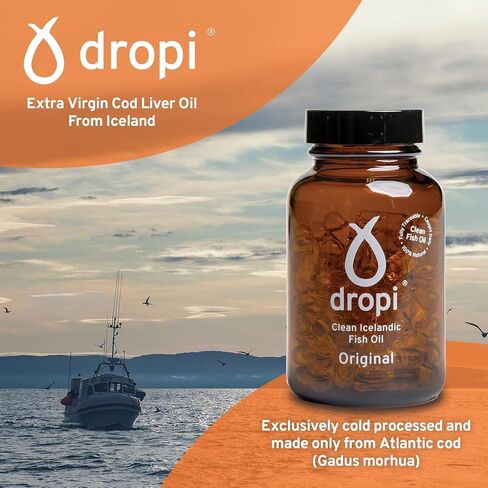 Dropi Omega 3 Fish Oil 500mg (180 Capsules) - Maximum Strength Omega-3s EPA, DHA, Vitamin A & D - Natural & Extra Virgin Cod Liver Oil Supplement for Immune System, Brain Health & Joint Support in Saudi Arabia