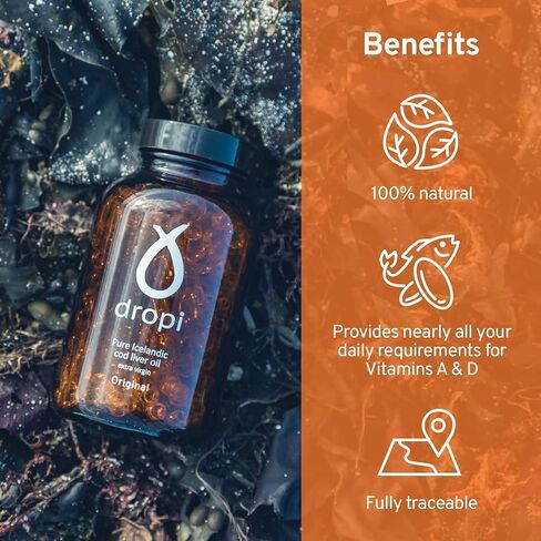 Dropi Omega 3 Fish Oil 500mg (180 Capsules) - Maximum Strength Omega-3s EPA, DHA, Vitamin A & D - Natural & Extra Virgin Cod Liver Oil Supplement for Immune System, Brain Health & Joint Support in Saudi Arabia
