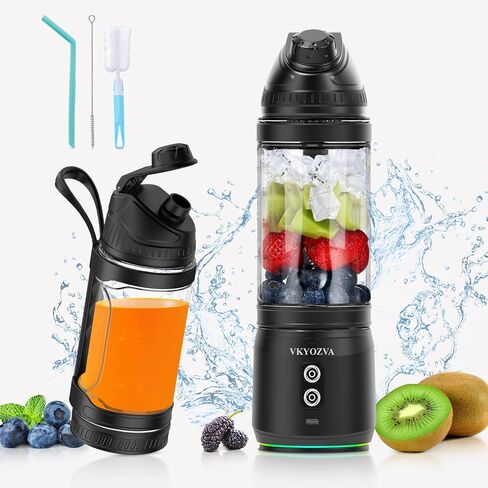 Cordless Portable Blender Rechargeable individual Small Blender for Shakes and Smoothies 24oz BPA Free Personal Blender with Travel Lid Family Travel Gyms Office (Black) in Saudi Arabia