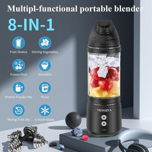 Cordless Portable Blender Rechargeable individual Small Blender for Shakes and Smoothies 24oz BPA Free Personal Blender with Travel Lid Family Travel Gyms Office (Black) in Saudi Arabia