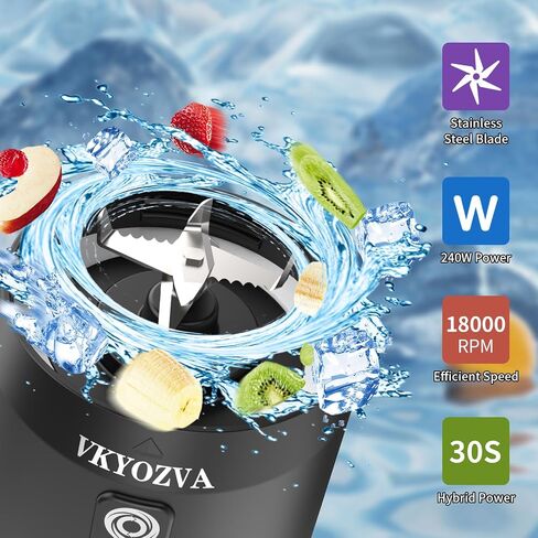 Cordless Portable Blender Rechargeable individual Small Blender for Shakes and Smoothies 24oz BPA Free Personal Blender with Travel Lid Family Travel Gyms Office (Black) in Saudi Arabia