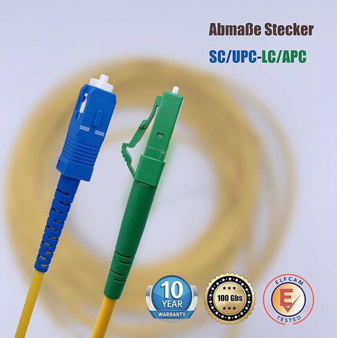 3m /9.84ft Fiber Optic Cable LC/APC to SC/UPC Singlemode Simplex, 9/125μm LSZH Optical Patchcord Yellow 3 Meter in Saudi Arabia