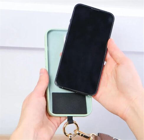 Phone Strap with Zippered Pouch, Crossbody Cell Phone Strap, Adjustable Clip and Go Phone Strap with Wallet, Crossbody Phone Strap for All Occasions (Black) in Saudi Arabia