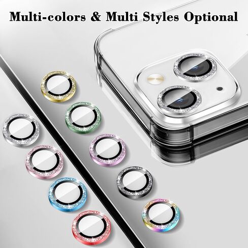 واقي عدسة الكاميرا Kucheed Bling لهاتف iPhone 11، ملصقات فيلم غطاء الكاميرا من الزجاج المقوى اللامع 9H، محاذاة تلقائية لحلقات معدنية فردية ملحقات الهاتف in Saudi Arabia