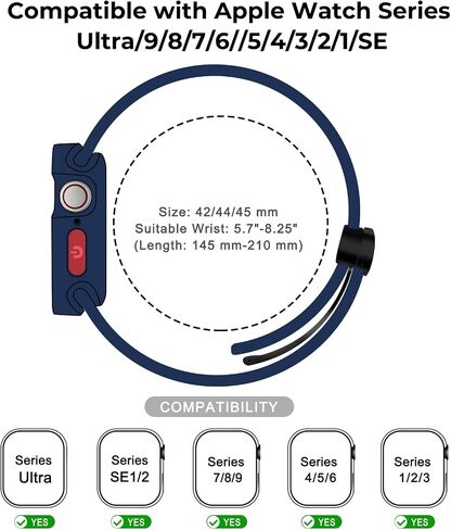 Magnetic Silicone Band and Bumper Case for Apple Watch Women Men 45mm 44mm 42mm 41mm 40mm Soft Waterproof Cover Compatible wtih Apple Watch Series 9 8 7 6 5 4 3 2 1 SE SE2 iWatch in Saudi Arabia