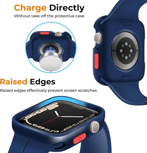 Magnetic Silicone Band and Bumper Case for Apple Watch Women Men 45mm 44mm 42mm 41mm 40mm Soft Waterproof Cover Compatible wtih Apple Watch Series 9 8 7 6 5 4 3 2 1 SE SE2 iWatch in Saudi Arabia