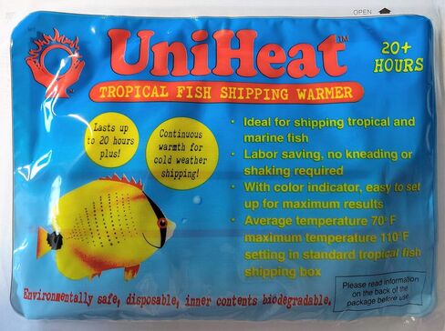 Uniheat Shipping Warmer 20+ Hours, 12 Pack >Plus!< 1-10"x18" Shipping Bags, 20+ Hour Warmth for Shipping Live Corals, Small Pets, Fish, Insects, Reptiles, Etc. in Saudi Arabia