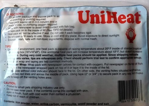 Uniheat Shipping Warmer 20+ Hours, 12 Pack >Plus!< 1-10"x18" Shipping Bags, 20+ Hour Warmth for Shipping Live Corals, Small Pets, Fish, Insects, Reptiles, Etc. in Saudi Arabia