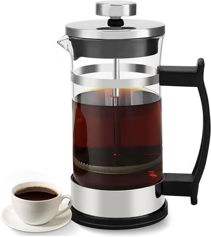 ماكينة صنع القهوة الفرنسية بالضغط، ماكينة صنع القهوة المصنوعة من زجاج البورسليكات السميك المقاوم للحرارة مع فلتر، وعاء القهوة للمطبخ، وعاء تحضير الشاي البارد، 12 أونصة، 350 مل in Kuwait