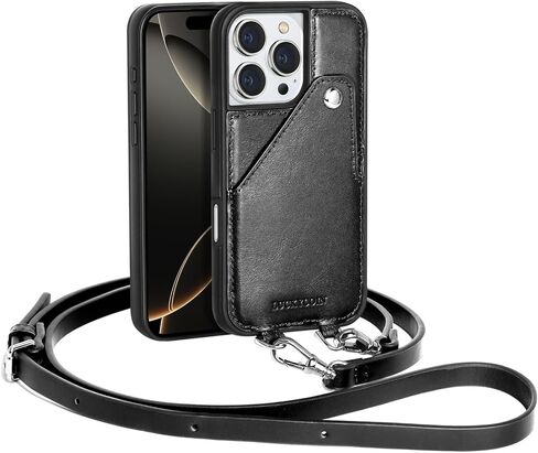 Compatible for iPhone 16 Pro Case,Genuine Leather Crossbody Wallet Case with Card Holder,Phone Purs Case with Credit Cardr Slots and Removable Shoulder Strap 6.3 in-Brown in Saudi Arabia