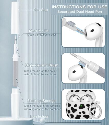 Silicone Cow AirPods 4 Case 2024, YOMPLOW Case Cover with Cleaner Kit for Apple Airpods 4th Generation Floral Print Soft Flexible Cover for Air Pod 4th Women Girls, Skin with Keychain - Cow in Saudi Arabia