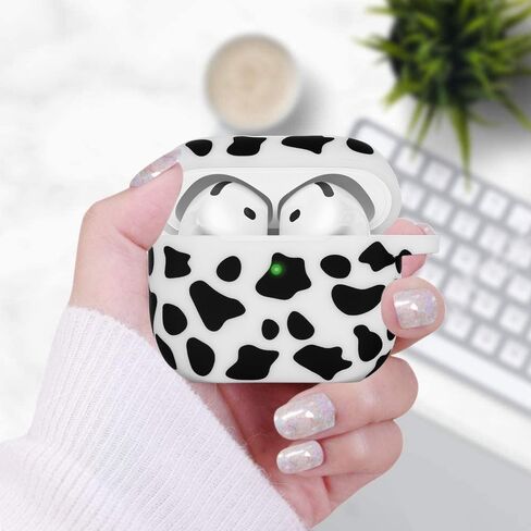 Silicone Cow AirPods 4 Case 2024, YOMPLOW Case Cover with Cleaner Kit for Apple Airpods 4th Generation Floral Print Soft Flexible Cover for Air Pod 4th Women Girls, Skin with Keychain - Cow in Saudi Arabia