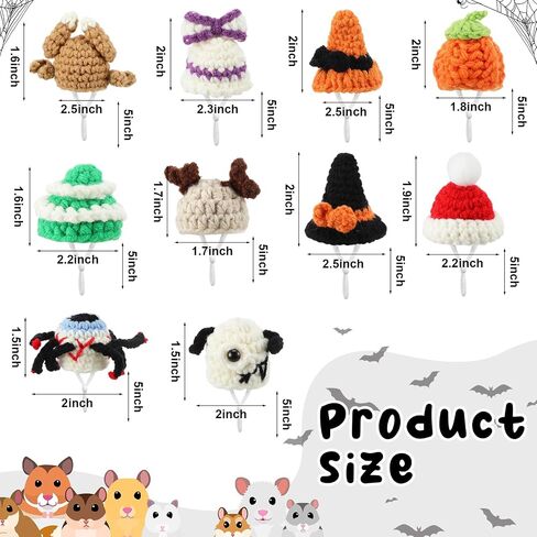 Kajaia 10 Pcs Hamster Hat Small Animals Cute Tiny Hat Mini Hand Knitted Hats for Snakes Pets Bearded Dragon Guinea Pig Bunny Costume Accessories Easter Holiday Parties(Elk) in Saudi Arabia