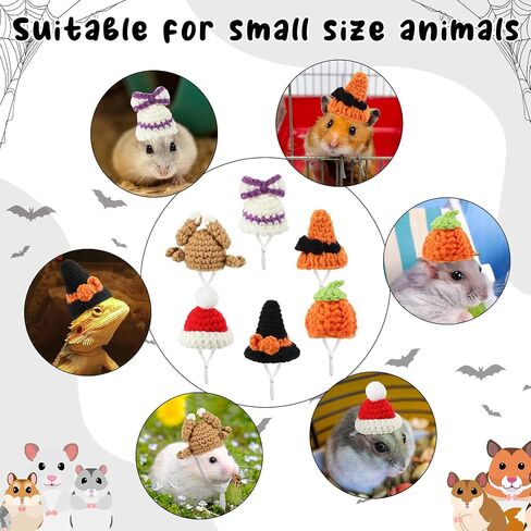 Kajaia 10 Pcs Hamster Hat Small Animals Cute Tiny Hat Mini Hand Knitted Hats for Snakes Pets Bearded Dragon Guinea Pig Bunny Costume Accessories Easter Holiday Parties(Elk) in Saudi Arabia