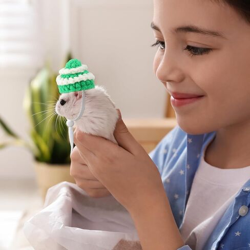 Kajaia 10 Pcs Hamster Hat Small Animals Cute Tiny Hat Mini Hand Knitted Hats for Snakes Pets Bearded Dragon Guinea Pig Bunny Costume Accessories Easter Holiday Parties(Elk) in Saudi Arabia