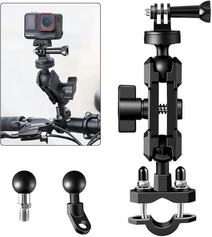 حامل كاميرا الدراجة النارية، دعامة كاميرا رياضية لحامل مقود كاميرا Insta360/GoPro، دوران 360 درجة، متعدد الوظائف 3 طرق ثابتة in Kuwait