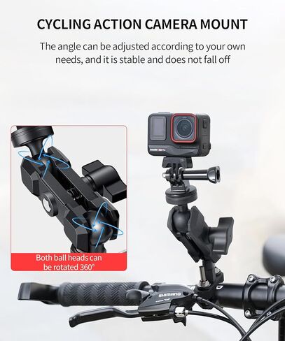 حامل كاميرا الدراجة النارية، دعامة كاميرا رياضية لحامل مقود كاميرا Insta360/GoPro، دوران 360 درجة، متعدد الوظائف 3 طرق ثابتة in Kuwait