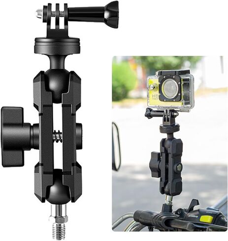 حامل كاميرا الدراجة النارية، دعامة كاميرا رياضية لحامل مقود كاميرا Insta360/GoPro، دوران 360 درجة، متعدد الوظائف 3 طرق ثابتة in Kuwait