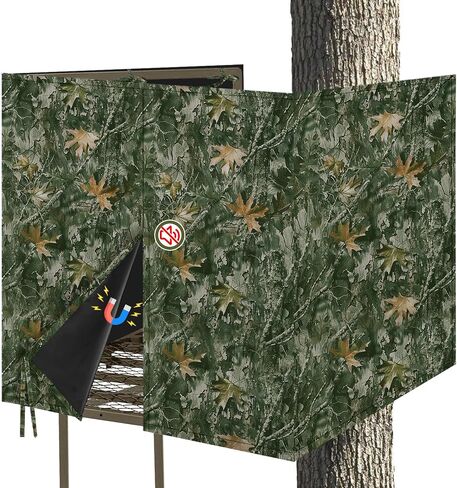 MADHOLLY Silent Magnetic Closure Tree Stand Blind - 100" × 35.4" Hunting Tree Stand Cover for 2 Man Stand, with Pocket, Universal Camo Tree Stand Accessories Ground Blinds for Deer Hunting Turkey in Saudi Arabia