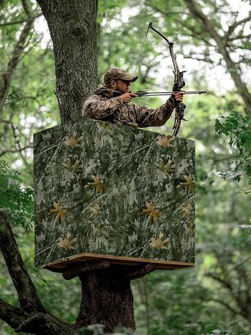 MADHOLLY Silent Magnetic Closure Tree Stand Blind - 100" × 35.4" Hunting Tree Stand Cover for 2 Man Stand, with Pocket, Universal Camo Tree Stand Accessories Ground Blinds for Deer Hunting Turkey in Saudi Arabia