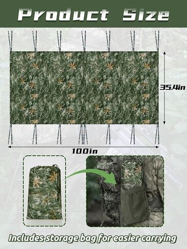 MADHOLLY Silent Magnetic Closure Tree Stand Blind - 100" × 35.4" Hunting Tree Stand Cover for 2 Man Stand, with Pocket, Universal Camo Tree Stand Accessories Ground Blinds for Deer Hunting Turkey in Saudi Arabia