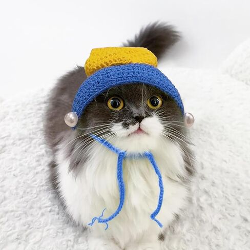 Pet Hat Cartoon Knit Cute Dog Cat Hat Puppy Cartoon Hats Knitted Cat Hat for Small Cats Small Dogs Crochet Hat for Cats Dogs (Black and Green, Medium) in Saudi Arabia