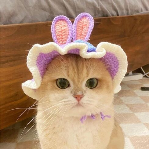 Pet Hat Cartoon Knit Cute Dog Cat Hat Puppy Cartoon Hats Knitted Cat Hat for Small Cats Small Dogs Crochet Hat for Cats Dogs (Black and Green, Medium) in Saudi Arabia