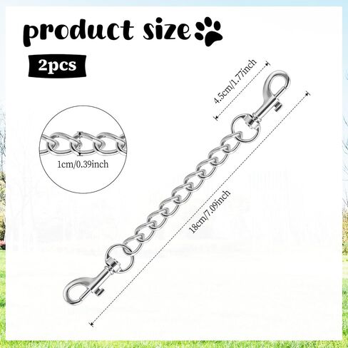 Giantree 2 Pcs Metal Dog Collar Safety Clip, Dog Harness Collar Connector Prong Collar Safety Clip Double Ended Backup Dog Safety Clip 7inch in Saudi Arabia