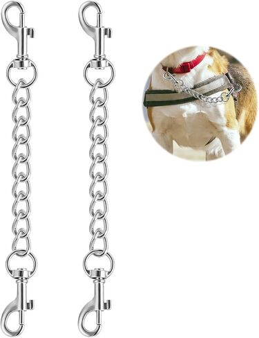 Giantree 2 Pcs Metal Dog Collar Safety Clip, Dog Harness Collar Connector Prong Collar Safety Clip Double Ended Backup Dog Safety Clip 7inch in Saudi Arabia