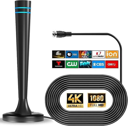 هوائي التلفزيون، هوائي التلفزيون الرقمي عالي الدقة داخلي، هوائي التلفزيون داخلي، يدعم 4K 1080p القنوات المحلية المجانية - يدعم هوائي التلفزيون للتلفزيون الذكي الداخلي وجميع أجهزة التلفزيون الأقدم - كابل Coax HDTV بطول 16 قدم in Saudi Arabia
