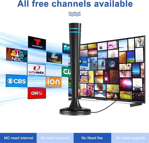 هوائي التلفزيون، هوائي التلفزيون الرقمي عالي الدقة داخلي، هوائي التلفزيون داخلي، يدعم 4K 1080p القنوات المحلية المجانية - يدعم هوائي التلفزيون للتلفزيون الذكي الداخلي وجميع أجهزة التلفزيون الأقدم - كابل Coax HDTV بطول 16 قدم in Saudi Arabia