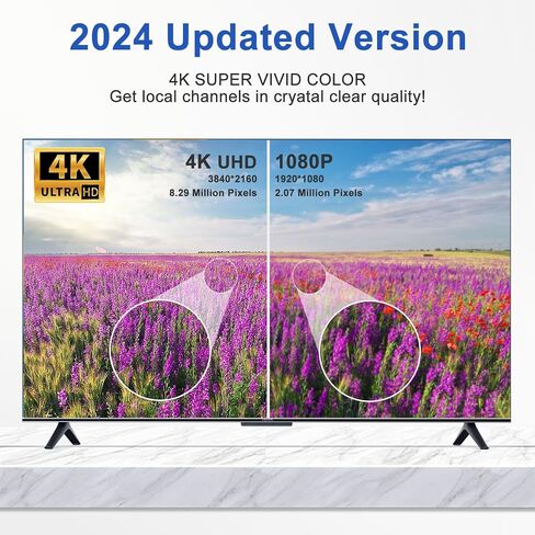 هوائي التلفزيون، هوائي التلفزيون الرقمي عالي الدقة داخلي، هوائي التلفزيون داخلي، يدعم 4K 1080p القنوات المحلية المجانية - يدعم هوائي التلفزيون للتلفزيون الذكي الداخلي وجميع أجهزة التلفزيون الأقدم - كابل Coax HDTV بطول 16 قدم in Saudi Arabia