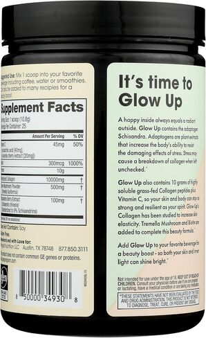 Winged Glow Up Collagen Powder | Better Hair, Skin, Nails for Women | Grass Fed Collagen Peptides w/Adaptogen Schisandra, Snow Mushroom, Vitamin C & Biotin | Unflavored (Single Serving), Non GMO in Saudi Arabia