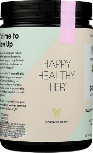 Winged Glow Up Collagen Powder | Better Hair, Skin, Nails for Women | Grass Fed Collagen Peptides w/Adaptogen Schisandra, Snow Mushroom, Vitamin C & Biotin | Unflavored (Single Serving), Non GMO in Saudi Arabia
