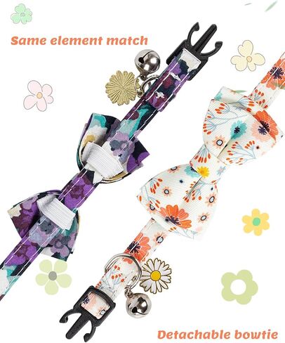 Halloween Cat Collar with Bells, Breakaway Cat Bowtie Collars, Spider Web Skull Pattern 2 Pack Safety Halloween Kitten Collars for Girl Female Boy Male Cats in Saudi Arabia