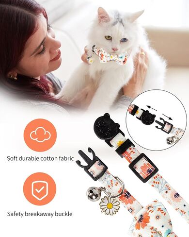 Halloween Cat Collar with Bells, Breakaway Cat Bowtie Collars, Spider Web Skull Pattern 2 Pack Safety Halloween Kitten Collars for Girl Female Boy Male Cats in Saudi Arabia