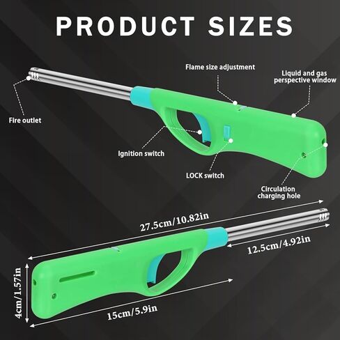 ولاعات بوتان قابلة لإعادة الملء، شواية شواء أكبر، ولاعة جذعية طويلة، ولاعة لهب ناعمة قابلة للتعديل (لا يوجد وقود بوتان بالداخل) - عبوة من 3 قطع (#01) in Kuwait