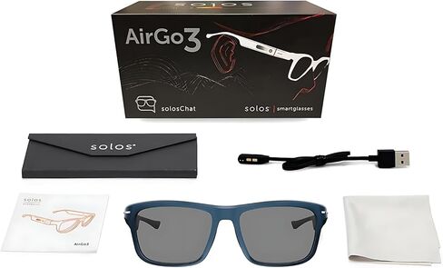 نظارات SOLOS الذكية AirGo™ 3 Argon X | رمادي معدني | مدعوم من ChatGPT | مكبرات صوت ستيريو | حجب الضوء الأزرق | بلوتوث | شحن يو اس بي سي | متوافق مع iOS وأندرويد in Kuwait